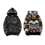 BAPE Honeycomb Transformation Camouflage Shark Hoodie Black & Pattern