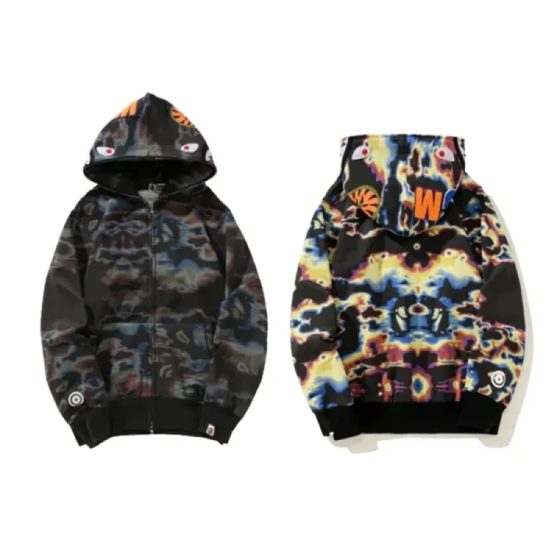 BAPE Honeycomb Transformation Camouflage Shark Hoodie Black & Pattern