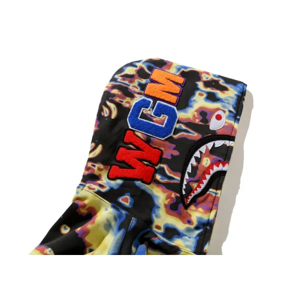 BAPE Honeycomb Transformation Camouflage Shark Hoodie Black & Pattern