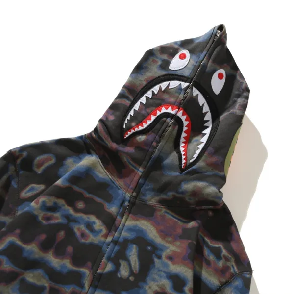 BAPE Honeycomb Transformation Camouflage Shark Hoodie Black & Pattern