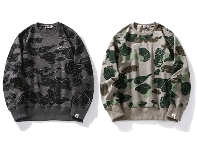 BAPE LAYERED LINE CAMO CREWNECK