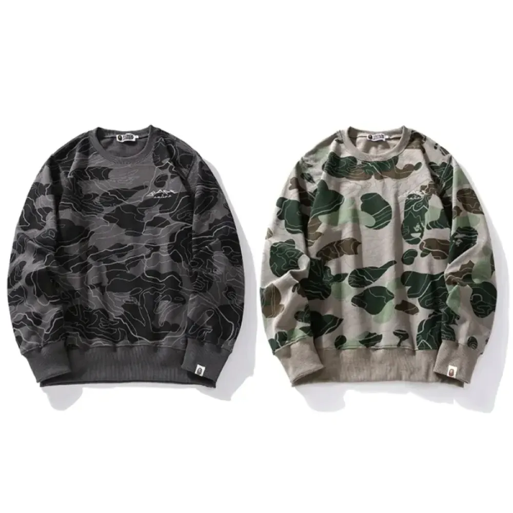 BAPE LAYERED LINE CAMO CREWNECK