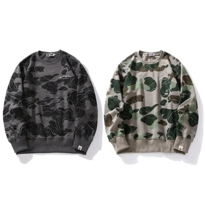 BAPE LAYERED LINE CAMO CREWNECK 01