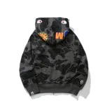 BAPE Layered Line Camo Shark Full Zip Hoodie Black & Beige