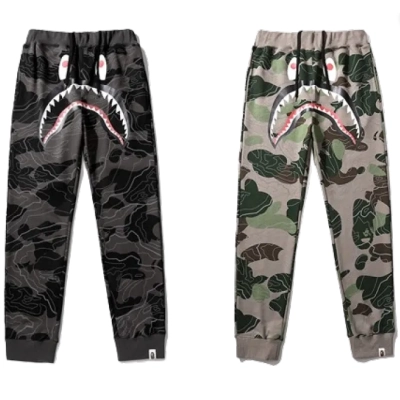 BAPE LAYERED LINE CAMO SHARK layered camouflage shark trousers 01