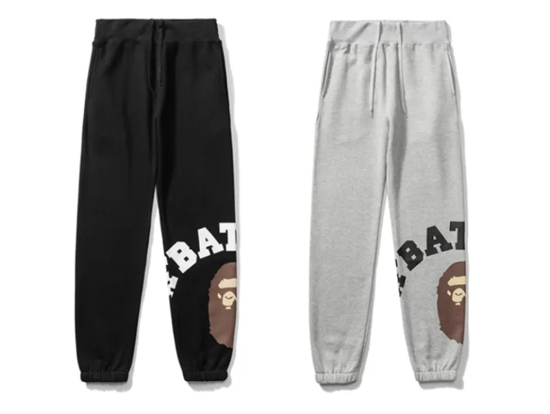 BAPE letter print solid color sports trousers