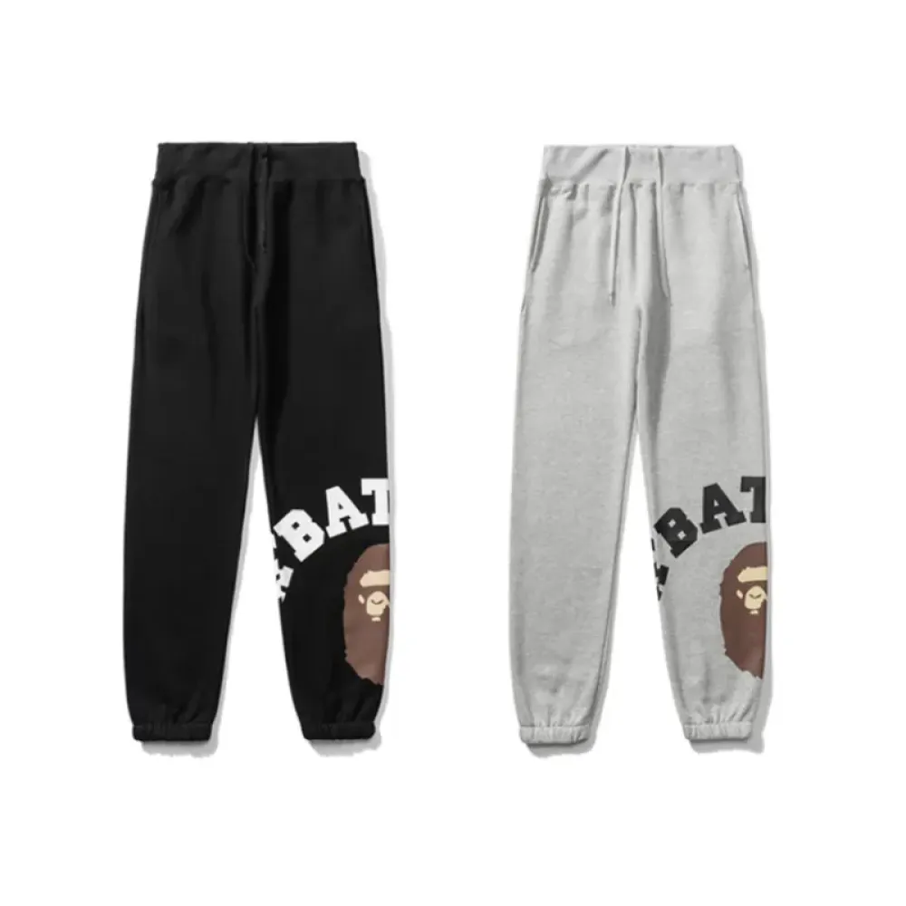 BAPE letter print solid color sports trousers