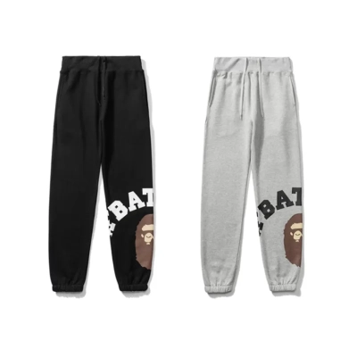BAPE letter print solid color sports trousers 01