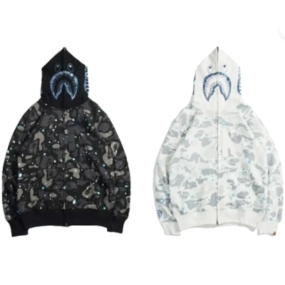 BAPE luminous starry sky hoodie black & white 01