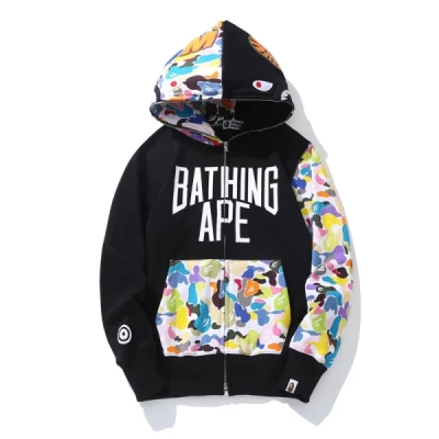 BAPE Multicolor Camouflage Shark Hoodie Black 01