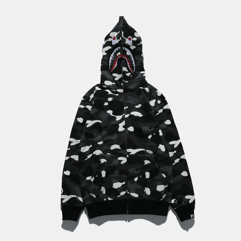 BAPE Space Camo Shark WGM Full-Zip Hoodie Black