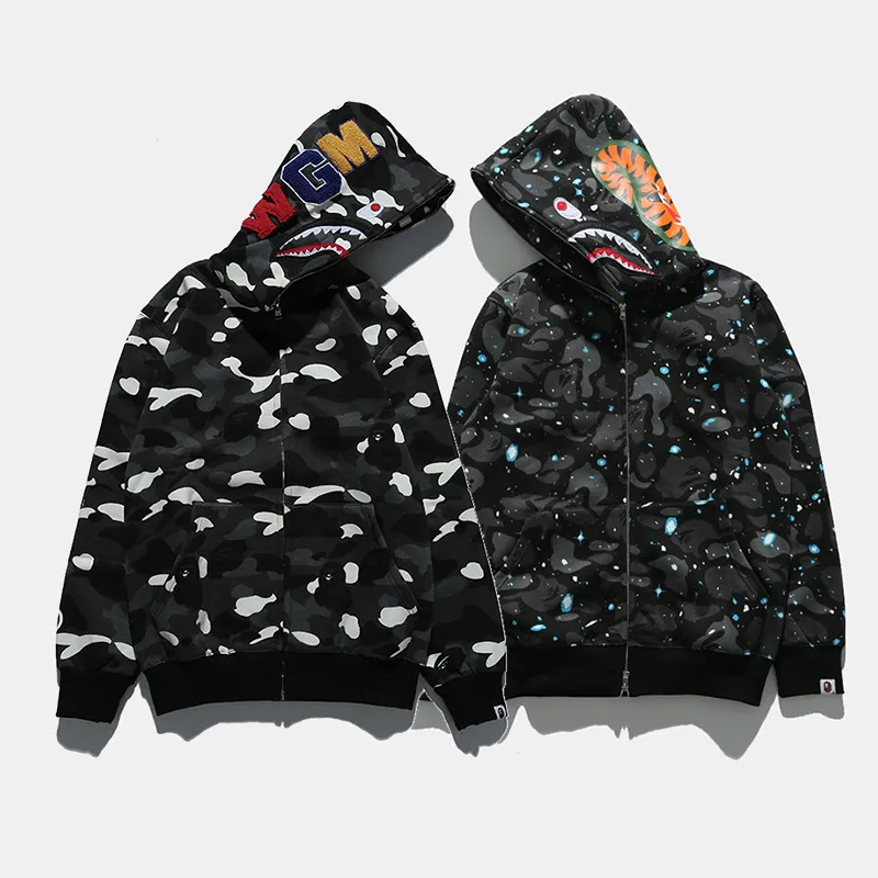 BAPE Space Camo Shark WGM Full-Zip Hoodie Black