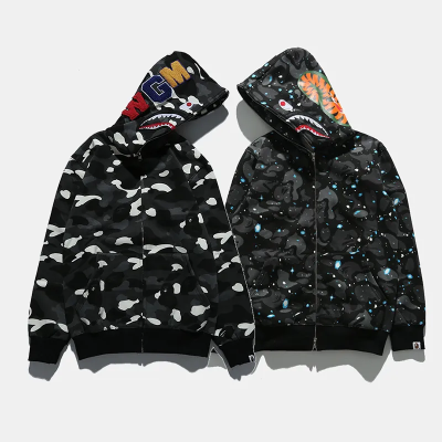 BAPE Space Camo Shark WGM Full-Zip Hoodie Black 01