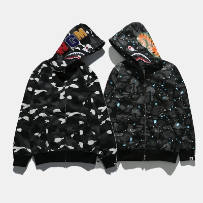 BAPE Space Camo Shark WGM Full-Zip Hoodie Black 01