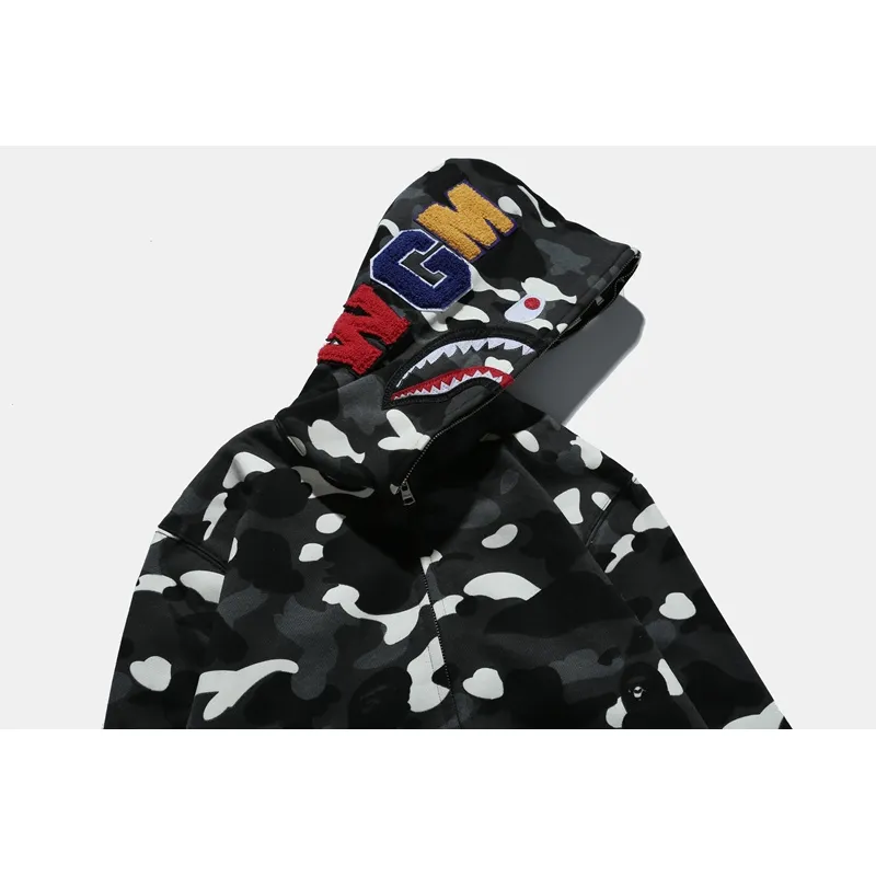 BAPE Space Camo Shark WGM Full-Zip Hoodie Black