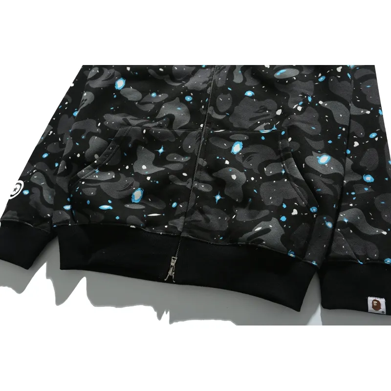 BAPE Space Camo Shark WGM Full-Zip Hoodie Black