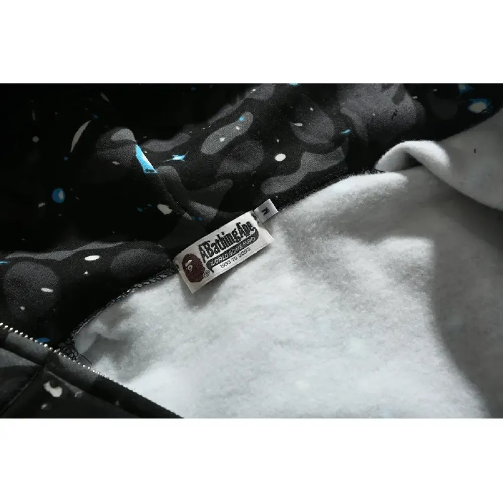 BAPE Space Camo Shark WGM Full-Zip Hoodie Black