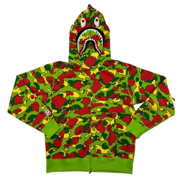 BAPE Sta Camo Shark Full Zip Hoodie Green