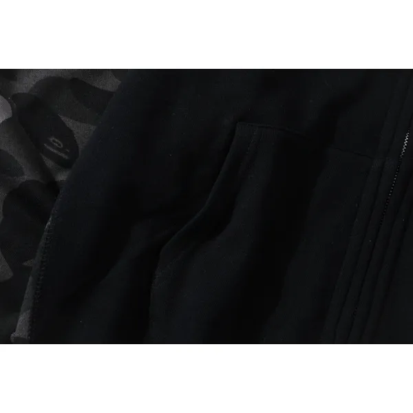 BAPE tiger head double hood camouflage patchwork hoodie