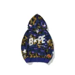 BAPE x Heron Preston Mix 1st Camo Shark Relaxed Fit Full Zip Hoodie Purple