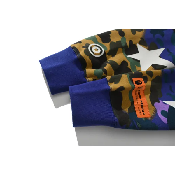 BAPE x Heron Preston Mix 1st Camo Shark Relaxed Fit Full Zip Hoodie Purple