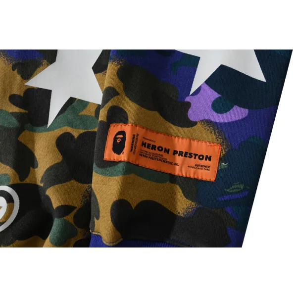 BAPE x Heron Preston Mix 1st Camo Shark Relaxed Fit Full Zip Hoodie Purple