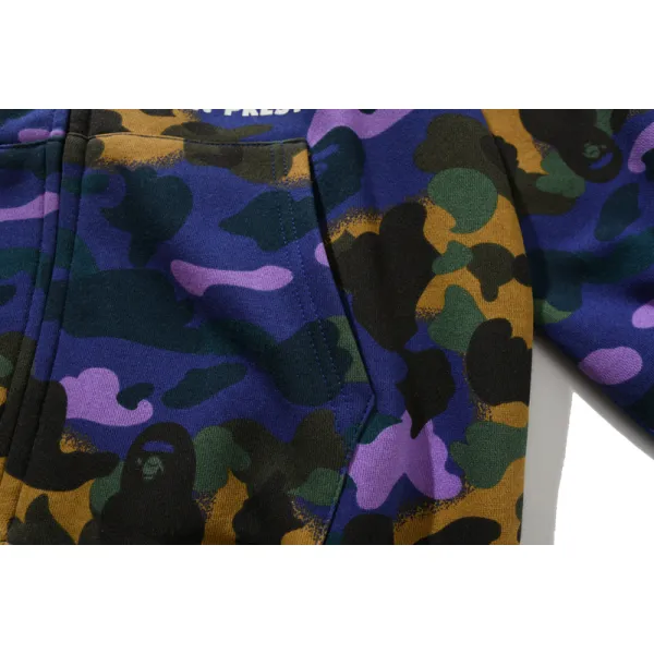 BAPE x Heron Preston Mix 1st Camo Shark Relaxed Fit Full Zip Hoodie Purple