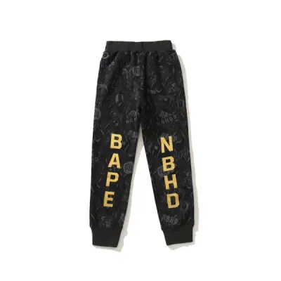 BAPE x NBHD joint style shark head black and gold trousers 02