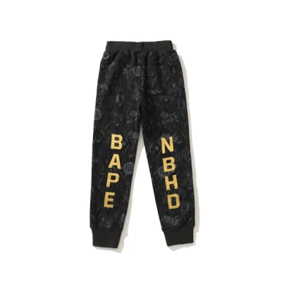 BAPE x NBHD joint style shark head black and gold trousers 02