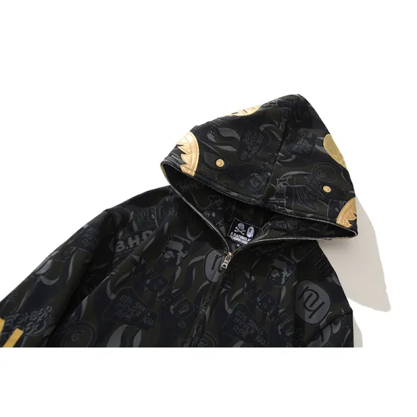 BAPE x NBHD Skull Black And Gold Hoodie