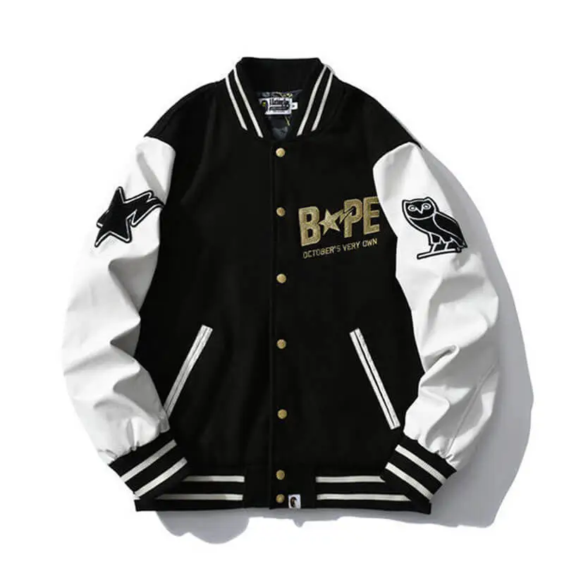 BAPE x OVO Varsity Jacket Black