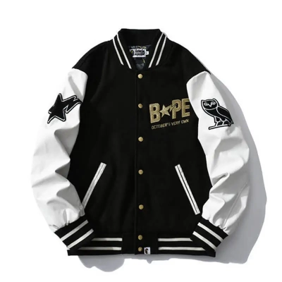 BAPE x OVO Varsity Jacket Black 01