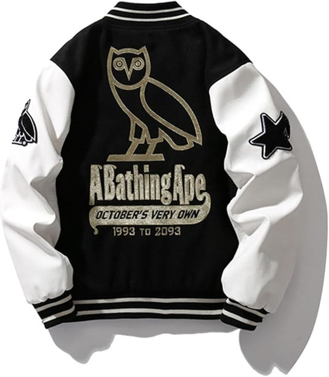 BAPE x OVO Varsity Jacket Black