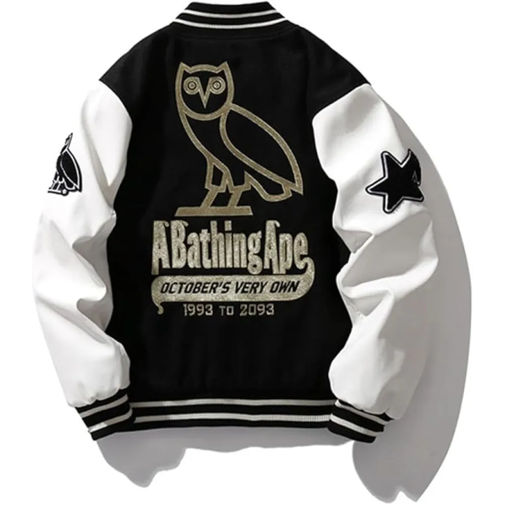 BAPE x OVO Varsity Jacket Black