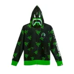 BAPE x Razer Neon Camo Shark Full Zip HoodieBlack Green