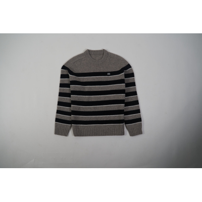 CREW NECK SWEATER IN STRIPED WOOL LIGHT REY/BLACK 2AE4B896T.06BK 01