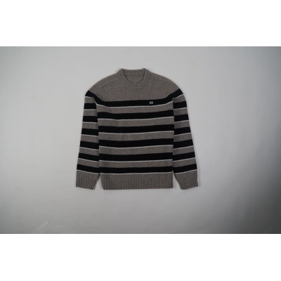 CREW NECK SWEATER IN STRIPED WOOL LIGHT REY/BLACK 2AE4B896T.06BK 01