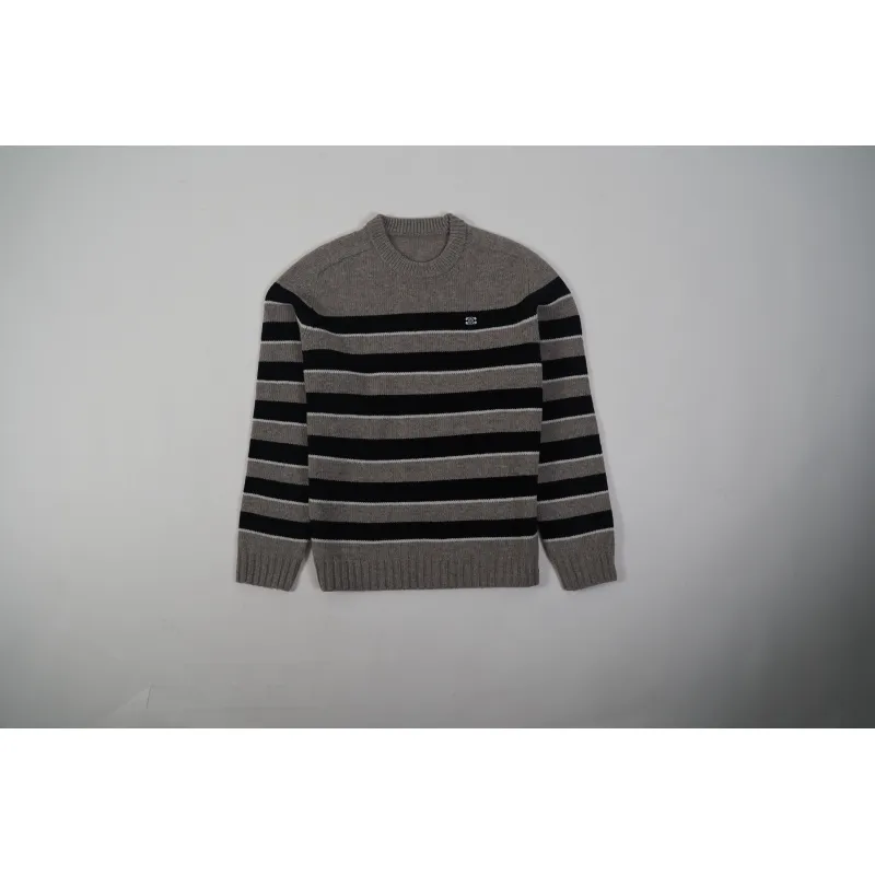 CREW NECK SWEATER IN STRIPED WOOL LIGHT REY/BLACK 2AE4B896T.06BK