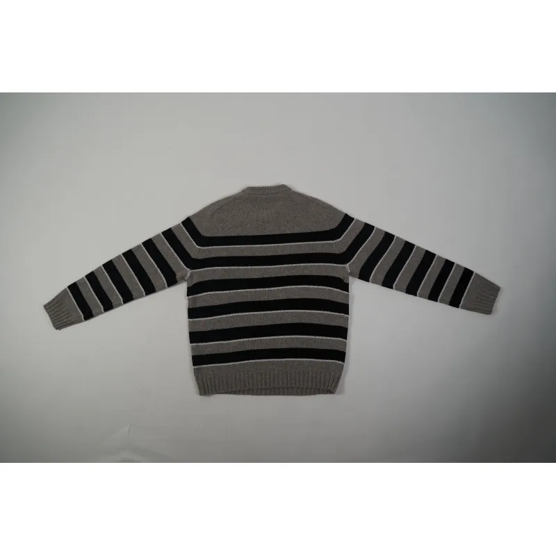 CREW NECK SWEATER IN STRIPED WOOL LIGHT REY/BLACK 2AE4B896T.06BK