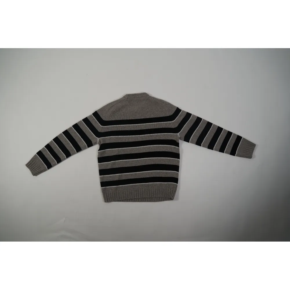 CREW NECK SWEATER IN STRIPED WOOL LIGHT REY/BLACK 2AE4B896T.06BK