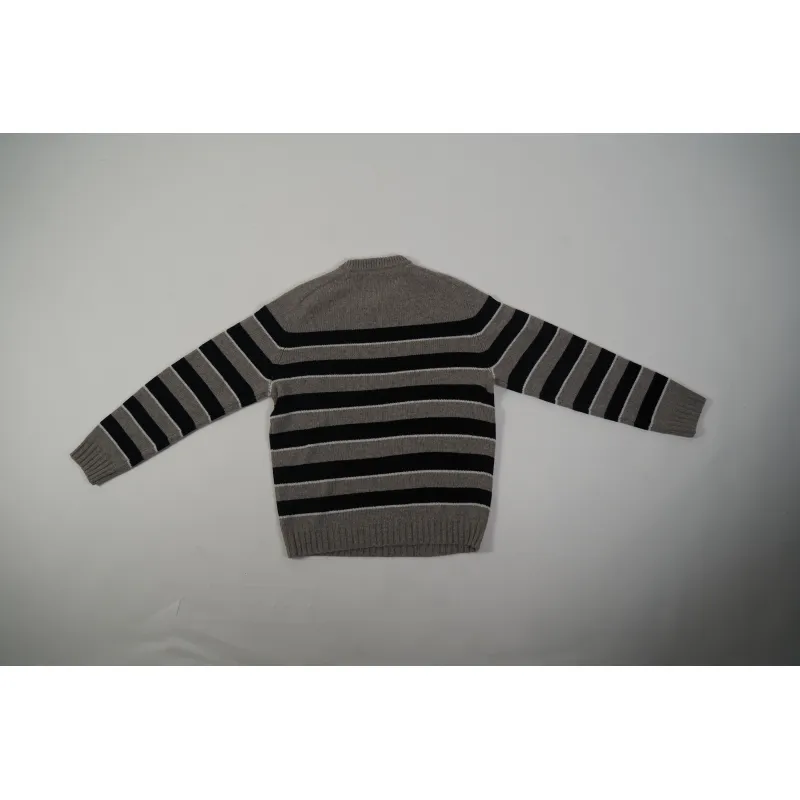 CREW NECK SWEATER IN STRIPED WOOL LIGHT REY/BLACK 2AE4B896T.06BK
