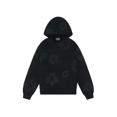 Denim Tears Cotton Wreath Hoodie Black Monochrome 01