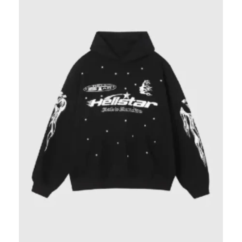 Hellstar Racer Hooded Vintage Black Hoodie