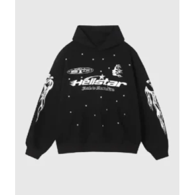 Hellstar Racer Hooded Vintage Black Hoodie 01