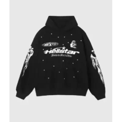 Hellstar Racer Hooded Vintage Black Hoodie 01