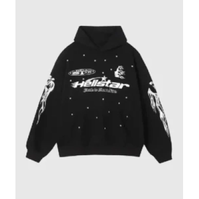 Hellstar Racer Hooded Vintage Black Hoodie 01