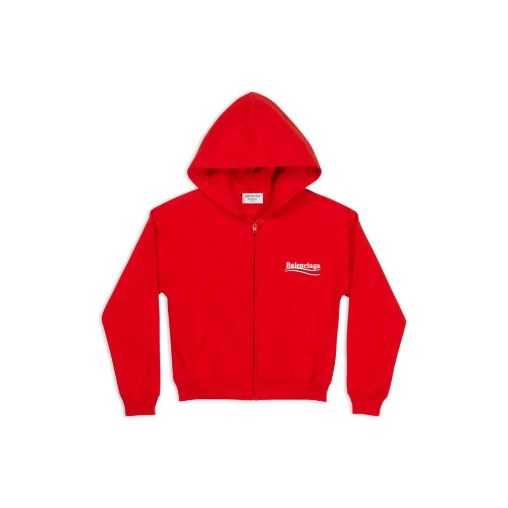 WOMEN'S POLITICAL CAMPAIGN SHRUNK ZIP-UP HOODIE SMALL FIT IN RED 623451TKVI96040
