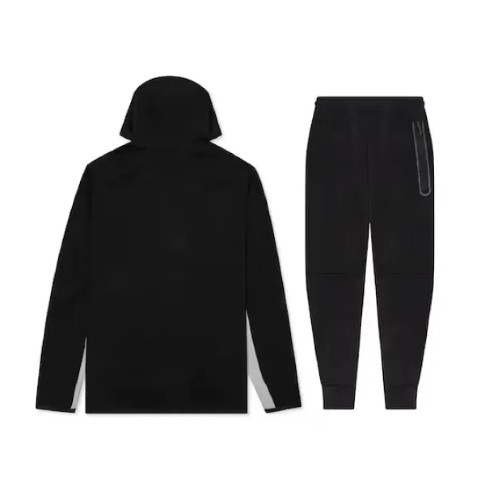  Nike Sportswear Tech Fleece Full Zip Hoodie & Joggers Set Black/Dark Grey Heather/White