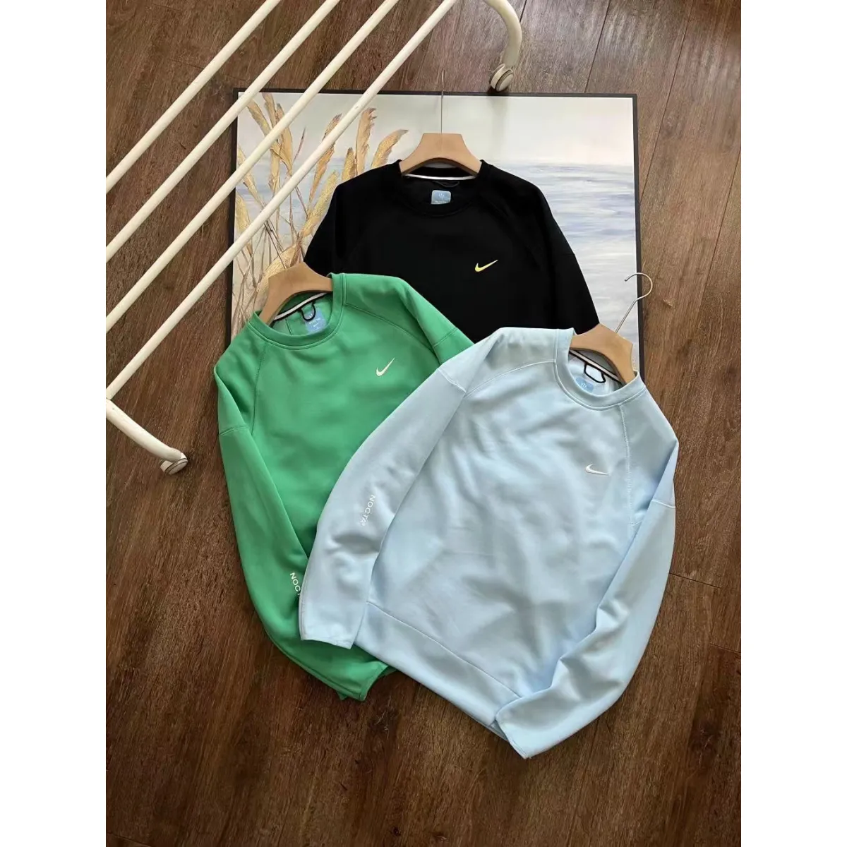  Nike x NOCTA Drake Tech Fleece Crew Sweatshirt & Joggers Set Black/Blue/Stadium Green YZ 240822