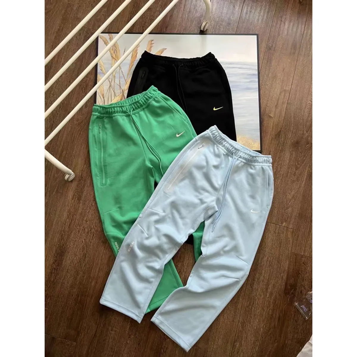  Nike x NOCTA Drake Tech Fleece Crew Sweatshirt & Joggers Set Black/Blue/Stadium Green YZ 240822